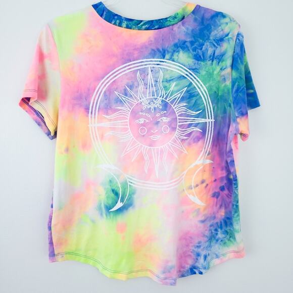 Stella Viva Tie Dye T-Shirt Sun Graphic Size Medium Bright Colors Pink, Blue - Picture 2 of 4